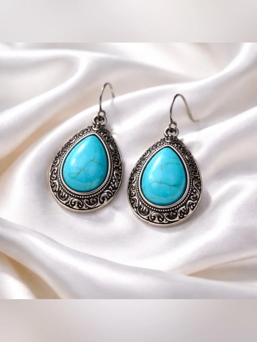Faux Turquoise Teardrop Earrings